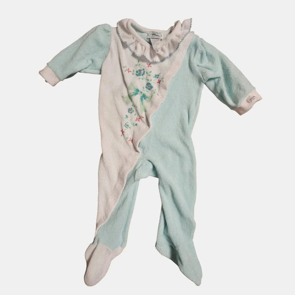 Vintage Lacoste Izod Terry‎ Cloth Sleeper Infant M 12-18 lbs. Floral Colorblock